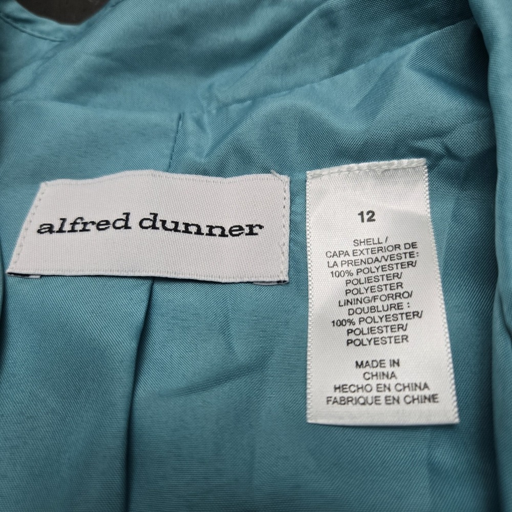 Alfred Dunner Turquoise Blazer Open Front Jacket Beaded Womens 12 Art Whimsy - Picture 7 of 9